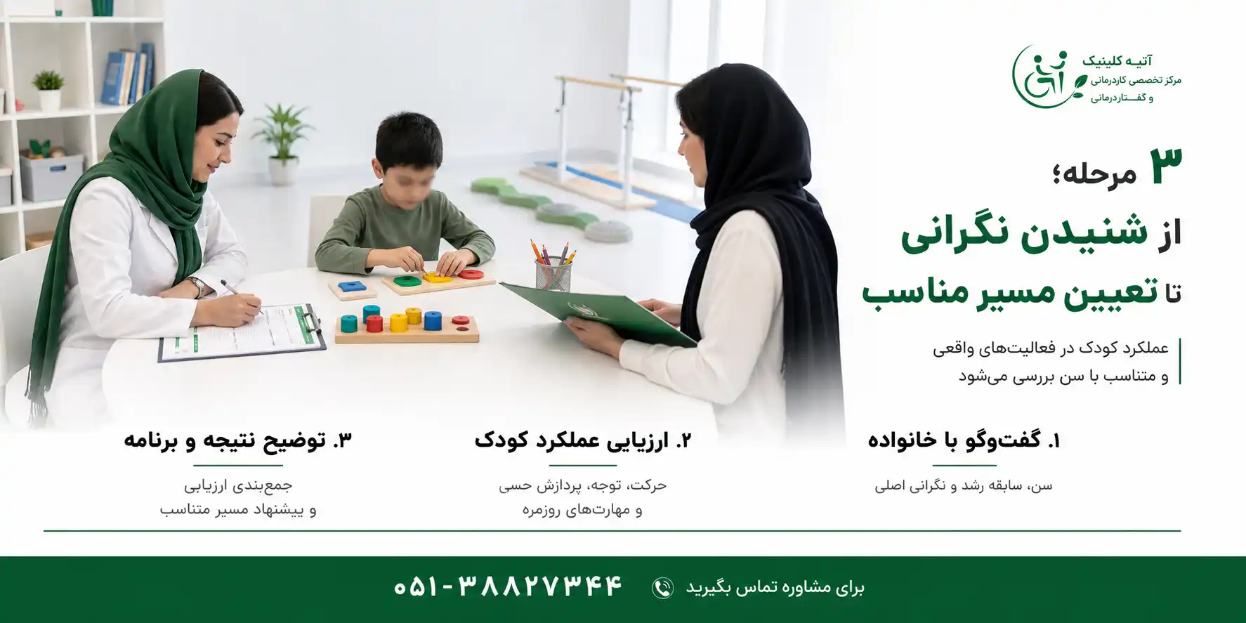 روند ارزیابی تخصصی کاردرمانی کودک در آتیه کلینیک