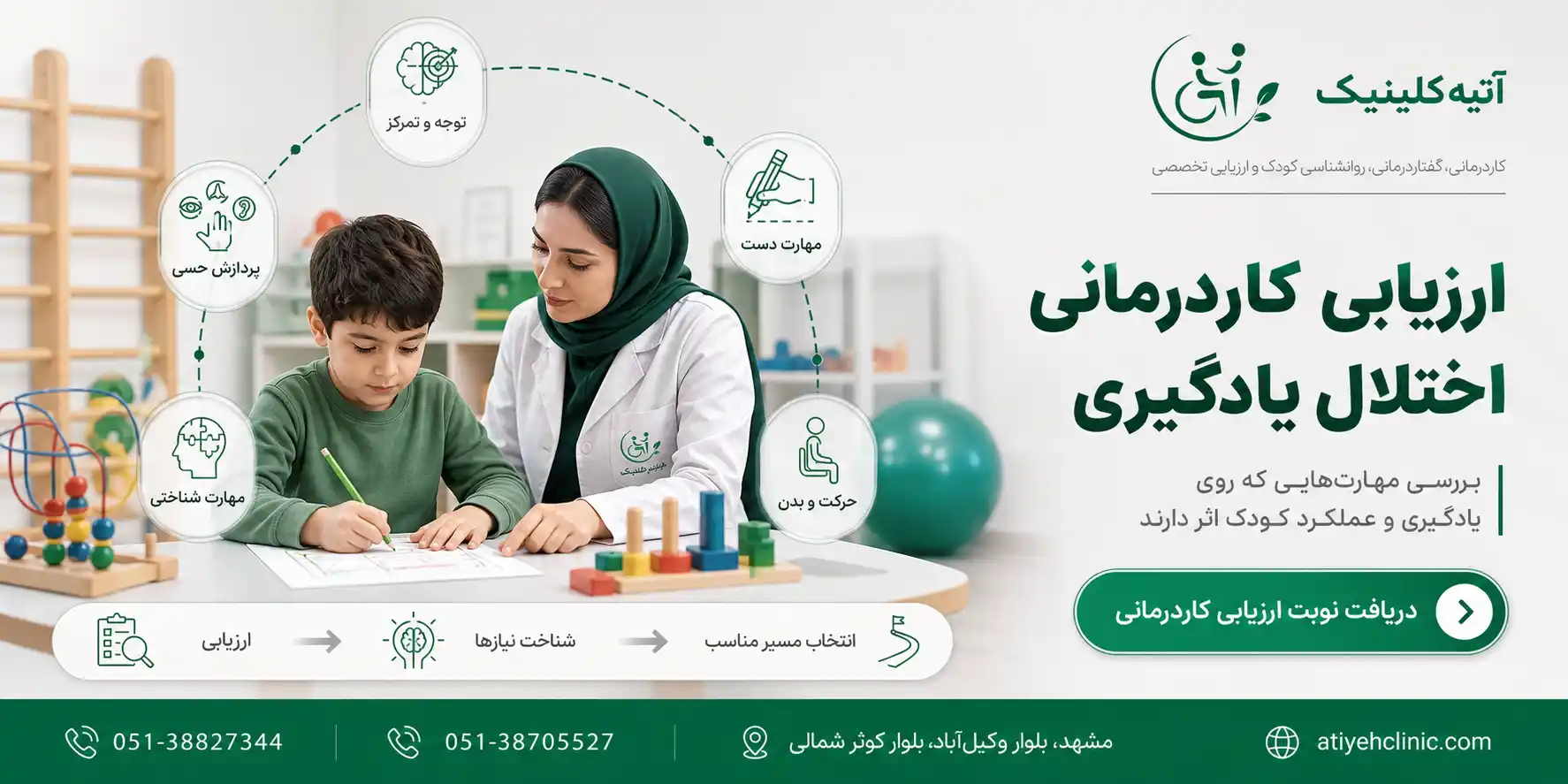 روند ارزیابی کاردرمانی اختلال یادگیری در آتیه کلینیک
